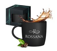 Maverton Tazza da caffè latte o tè in ceramica - 400 ml - Incisione personalizzata - Bicchiere con manico per bevande per Lei - Tazze da colazione per compleanno donna - Interno nero - infinito
