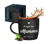 Maverton Tazza da caffè latte o tè in ceramica - 400 ml - Incisione personalizzata - Bicchiere con manico per bevande per Lei - Tazze da colazione per compleanno donna - Interno rosso - mamma