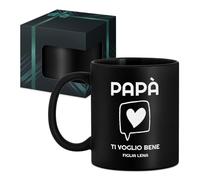 Maverton Tazza da caffè latte o tè in ceramica - Tazze con manico per macchiatone da 330 ml per Lui - Incisione personalizzata - Bicchiere per bevande per compleanno uomo - Nero opaco - papà