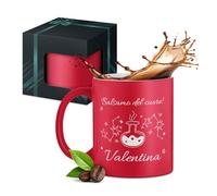 Maverton Tazza da caffè o tè in ceramica - Bicchiere da colazione per capuccino da 330 ml per Lei - Incisione personalizzata - Tazze con manico per compleanno donna - Rosso - balsamo