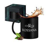 Maverton Tazza da caffè o tè in ceramica - Bicchiere da colazione per capuccino da 330 ml per Lei - Incisione personalizzata - Tazze con manico per compleanno donna - Nero opaco - infinito