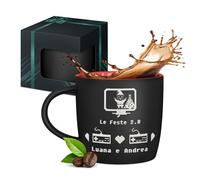 Maverton Tazza da caffelatte o tè in ceramica - 400 ml - Incisione personalizzata - Tazze da colazione per bevande per anniversario - Bicchiere con manico per una coppia - Interno rosso - babbo robot