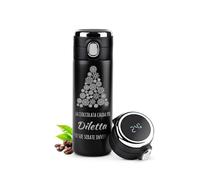 Maverton Tazza termica caffè tè 400 ml - incisione personalizzata e display led della temperatura - bottiglia termica in acciaio inox con coperchio one-touch - per feste - sere invernali