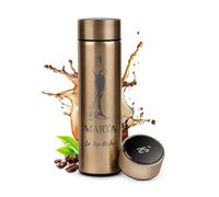 Maverton Tazza termica tè caffè 450 ml - thermos con incisione personalizzata in acciaio inox - coperchio ermetico one-touch - borraccia termica display led - per donna - gold - Top Model