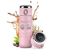 Maverton Termos caffè e Tè in acciaio inox - bicchiere termico 400 ml - incisione personalizzata - indicatore di temperatura led - coperchio ermetico one-touch - donna - vittoria