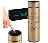Maverton Thermos caffè 450 ml - tazza termica incisione personalizzata in acciaio inox - thermos coperchio ermetico one-touch - borraccia con display led - per uomo - gold - Bilancio idrico