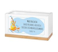 Maverton Vaso per fiori in ceramica - stampa personalizzata - fioriera rettangolare - vassoio sottovaso - dimensioni 25,7 x 13,5 x 14 cm - pensiero speciale per donna - scuola-vola