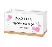 Maverton Vaso per fiori in ceramica - stampa personalizzata - fioriera rettangolare - vassoio sottovaso - dimensioni 25,7 x 13,5 x 14 cm - pensiero speciale per donna - fiore rosa
