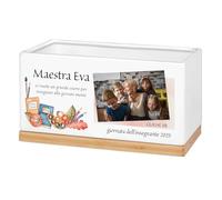 Maverton Vaso per fiori in ceramica - stampa personalizzata - fioriera rettangolare - vassoio sottovaso - dimensioni 25,7 x 13,5 x 14 cm - pensiero speciale per donna - arte