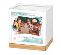 Maverton Vaso per piante - ceramica - stampa personalizzata - vassoio sottovaso - fioriera quadrata - dimensioni 13,5 x 13 x 13 cm - regalo di compleanno - pensiero per donna - margheritine