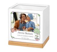 Maverton Vaso per piante - ceramica - stampa personalizzata - vassoio sottovaso - fioriera quadrata - dimensioni 13,5 x 13 x 13 cm - regalo di compleanno - pensiero per donna - fiore cuore