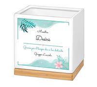Maverton Vaso per piante - ceramica - stampa personalizzata - vassoio sottovaso - fioriera quadrata - dimensioni 13,5 x 13 x 13 cm - regalo di compleanno - pensiero per donna - geranio rosa