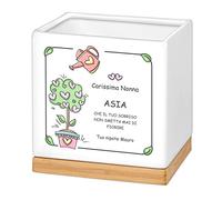 Maverton Vaso per piante - ceramica - stampa personalizzata - vassoio sottovaso - fioriera quadrata - dimensioni 13,5 x 13 x 13 cm - regalo di compleanno - pensiero per donna - albero d’amore