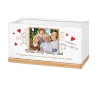 Maverton Vaso per piante in ceramica - stampa personalizzata - dimensioni 25,7cm x 13,5cm x 14cm - fioriera rettangolare - vassoio sottovaso - pensiero speciale per coppia - papaveri