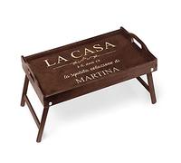 Maverton Vassoio da Colazione a Letto Personalizzato - Tavolino Pieghevole - Colore Marrone Scuro - Incisione Laser - Tavolo Multiuso 50 x 30 cm - regalo - donna - Casa