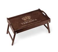 Maverton Vassoio da Colazione a Letto Personalizzato - Tavolino Pieghevole - Colore Marrone Scuro - Incisione Laser - Tavolo Multiuso 50 x 30 cm - regalo - donna - Principessa