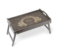 Maverton Vassoio da Colazione a Letto Personalizzato - Tavolino Pieghevole Grigio in Legno con Manici e Bordo Rialzato - Incisione Laser - Tavolo Multiuso 50 x 30 cm - regalo donna - Gusto
