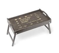 Maverton Vassoio da Colazione a Letto Personalizzato - Tavolino Pieghevole Grigio in Legno con Manici e Bordo Rialzato - Incisione Laser - Tavolo Multiuso 50 x 30 cm - regalo donna - Lapdesk