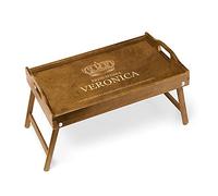 Maverton Vassoio da Colazione a Letto Personalizzato - Tavolino Pieghevole in Legno con Manici - Colore Marrone Chiaro - Incisione Laser - 50 x 30 cm - regalo donna - Principessa