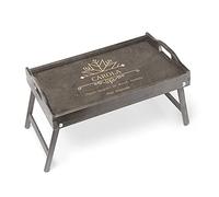 Maverton Vassoio da Colazione a Letto Personalizzato - Tavolo Pieghevole Grigio in Legno con Manici - Incisione Laser - Tavolino Multifunzione 50 x 30 cm - regali di Natale - Fioccho