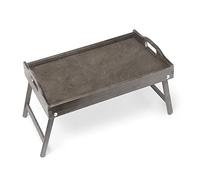 Maverton Vassoio da Colazione a Letto - Tavolino Pieghevole Grigio in Legno con Manici e Bordo Rialzato - Tavolo Multiuso 50 x 30 cm - regalo donna - regalo uomo