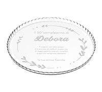 Maverton Vassoio Sottotorta in Vetro Trasparente - Porta Dolce Tondo Personalizzato con Incisione Laser - Piatto Torta da ca. 32,5 cm - regalo donna compleanno - Decorazione