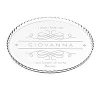 Maverton Vassoio Sottotorta in Vetro Trasparente - Porta Dolce Tondo Personalizzato con Incisione Laser - Piatto Torta da ca. 32,5 cm - regalo donna compleanno - Ornamento