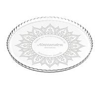 Maverton Vassoio Sottotorta in Vetro Trasparente - Porta Dolce Tondo Personalizzato con Incisione Laser - Piatto Torta da ca. 32,5 cm - regalo donna compleanno - Centrino
