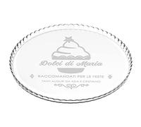 Maverton Vassoio Sottotorta Portadolce Tondo in Vetro Trasparente - Personalizzazione Laser - Piatto Torta e Dolci - PortaTorta - ca. 32,5cm - regali di Natale