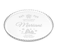 Maverton Vassoio Sottotorta Portadolce Tondo in Vetro Trasparente - Personalizzazione Laser - Piatto Torta e Dolci - PortaTorta - ca. 32,5cm - regali di Natale