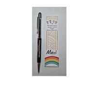 Mavi jewel penna personalizzata con frase scritta MAESTRA in acciaio spedizione gratuita (nero)
