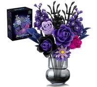 Mavo brix Bouquet di Rose Viola da Costruire, Set di Fiori Artificiali in Mattoncini per Decorazioni Gotiche, Regalo di San Valentino per Adulti, Donne e Ragazze Teen