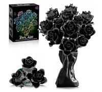 Mavo brix Set da costruzione per bouquet di rose nere, fiori artificiali, collezione botanica per adulti, decorazione gotica per la casa e regalo di anniversario per donne e ragazze, 585 pezzi
