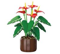 Mavo Brix Set di Costruzione Anthurium con Anturi Rossi e Vaso per Adulti, Compatibile con la Collezione Lego Botanicals, Deliziosa Decorazione in Vaso, Regalo Creativo a Tema Floreale, dai 14 Anni
