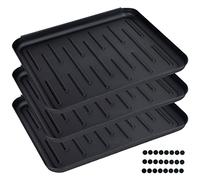 MAVO PLANET Vassoio antigoccia - (set da 3) - tappetino antiscivolo per scarpe - tappetino scolapiatti con bordo rialzato - vaschetta scolapiatti - 37 x 30 cm