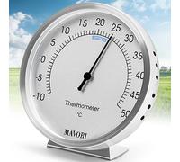 MAVORI® Termometro ambientale analogico all'interno in acciaio inossidabile - termometro ambientale elegante e preciso per la misurazione precisa della temperatura ambiente - Ø 9,5 cm (Termometro)