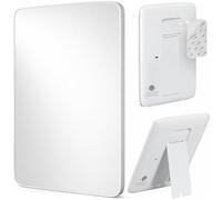 Mavoro Specchio da viaggio 17.5 x 22.5 cm | Piccolo specchio murale adesivo | Montaggio Peel & Stick | Specchio trucco da viaggio | Vetro reale | Specchio vanity con base