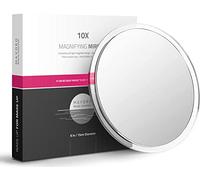 Mavoro Specchio D'ingrandimento Ventose - Bastone a Tripla Ventosa su Specchio con Ingrandimento 10x. Specchio da Viaggio Portatile per il Trucco, Specchio Cosmetico Ingrandito con Panno.