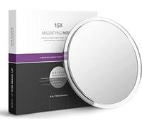 Mavoro Specchio ingranditore 15 cm con 3 ventose forti | Ingrandimento 15X | Specchio trucco & cosmetico da viaggio portatile (15X)