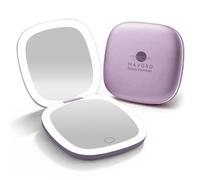 Mavoro Specchio trucco da viaggio LED | Ingrandimento 1x/10x | Ricaricabile USB-C | Specchio compatto portatile per borsa & pochette, sensore touch (Violet Mist)