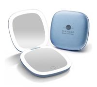 Mavoro Specchio trucco da viaggio LED | Ingrandimento 1x/10x | Ricaricabile USB-C | Specchio compatto portatile per borsa & pochette, sensore touch (Arctic Sky)