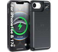 Mavulo Custodia con batteria per iPhone 16e, 8000 mAh, power bank portatile USB-C, CarPlay, sincronizzazione dati supportata, custodia ricaricabile compatibile con iPhone 16e da 6,1 pollici, nero