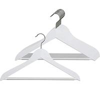 MAWA 10 Pezzi Grucce Business RFS con Barra, per Camicie, Camicette, Giacche, Ecologiche, Certificato FSC®, in Faggio, Girevole a 360°, 41 cm, Laccato Bianco