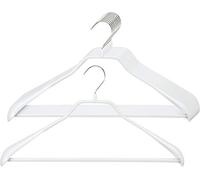MAWA Bodyform LS - Grucce a spalla larga, con barra per pantaloni, adatte per giacche, cappotti e completi, 10 pezzi, gancio girevole a 360°, con rivestimento antiscivolo non inquinante, 42 cm, Bianco