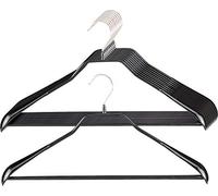 MAWA Bodyform LS - Grucce a spalla larga, con barra per pantaloni, adatte per giacche, cappotti e completi, 10 pezzi, gancio girevole a 360°, con rivestimento antiscivolo non inquinante, 46 cm, Nero