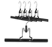 MAWA by Reston Lloyd Antiscivolo salvaspazio m/26 grucce Appendiabiti con Morsetto per Pantaloni e gonne, Black, Set di 5