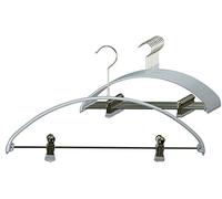 MAWA Economic PK - Grucce a clip, adatte per completi, giacche, gonne e pantaloni, 10 pezzi, salvaspazio, gancio girevole a 360°, con rivestimento antiscivolo non inquinante, 36 cm, Argento