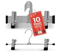 MAWA Grucce Appendiabiti con Clip, Set di 10 Grucce Salvaspazio con Clip Antiscivolo, Ideali per Pantaloni e Gonne, Gancio Girevole a 360°, 30 cm, Nero, Made in Germany