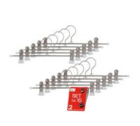 MAWA Grucce Appendiabiti con Clip, Set di 10 Grucce Salvaspazio con Clip Antiscivolo, Ideali per Pantaloni e Gonne, Gancio Girevole a 360°, 30 cm, Bianco, Made in Germany