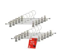 MAWA Grucce Appendiabiti con Clip, Set di 10 Grucce Salvaspazio con Clip Antiscivolo, Ideali per Pantaloni e Gonne, Gancio Girevole a 360°, 30 cm, Argento, Made in Germany